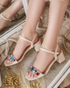 Royalfashion Sandały damskie na słupku z kryształkami Osdar