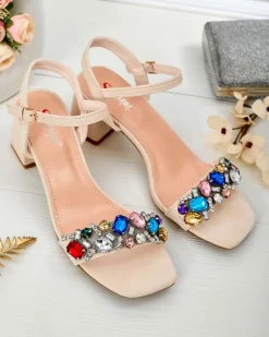 Royalfashion Sandały damskie na słupku z kryształkami Osdar