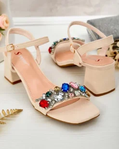 Royalfashion Sandały damskie na słupku z kryształkami Osdar