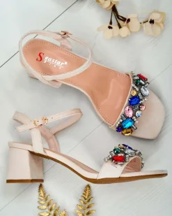 Royalfashion Sandały damskie na słupku z kryształkami Osdar