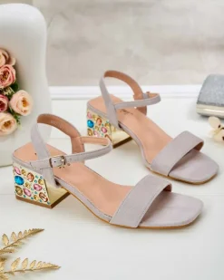 Royalfashion Sandały damskie na słupku z kryształkami Ohvare