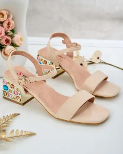 Royalfashion Sandały damskie na słupku z kryształkami Ohvare