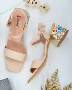 Royalfashion Sandały damskie na słupku z kryształkami Ohvare