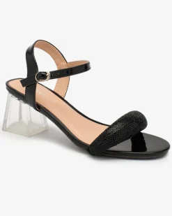 Royalfashion Sandały damskie na słupku w kolorze czarnym Halenssa