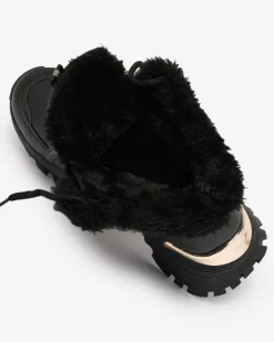 Royalfashion Sneakersy damskie z futerkiem w kolorze czarnym Megigna