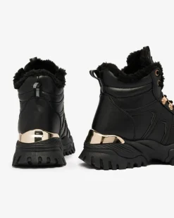 Royalfashion Sneakersy damskie z futerkiem w kolorze czarnym Megigna