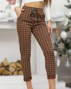 Royalfashion Spodnie damskie w kratę