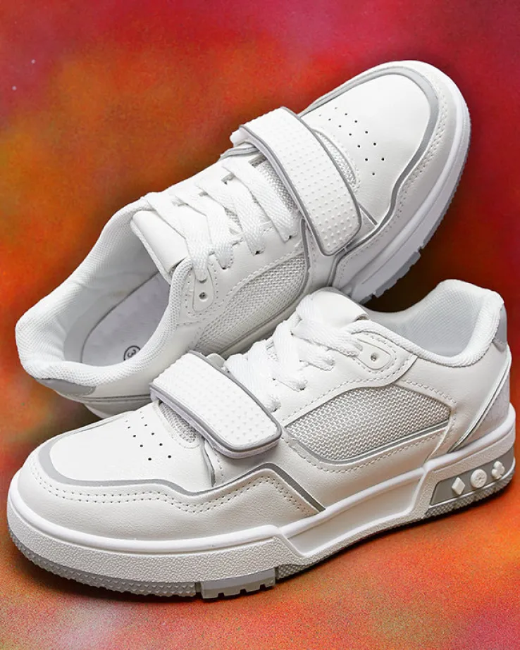 Royalfashion Sportowe sneakersy damskie w biało- szarym kolorze Xirrat