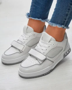 Royalfashion Sportowe sneakersy damskie w biało- szarym kolorze Xirrat