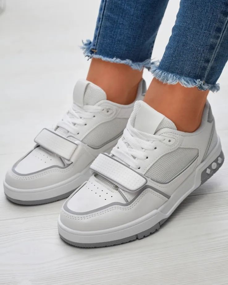 Royalfashion Sportowe sneakersy damskie w biało- szarym kolorze Xirrat