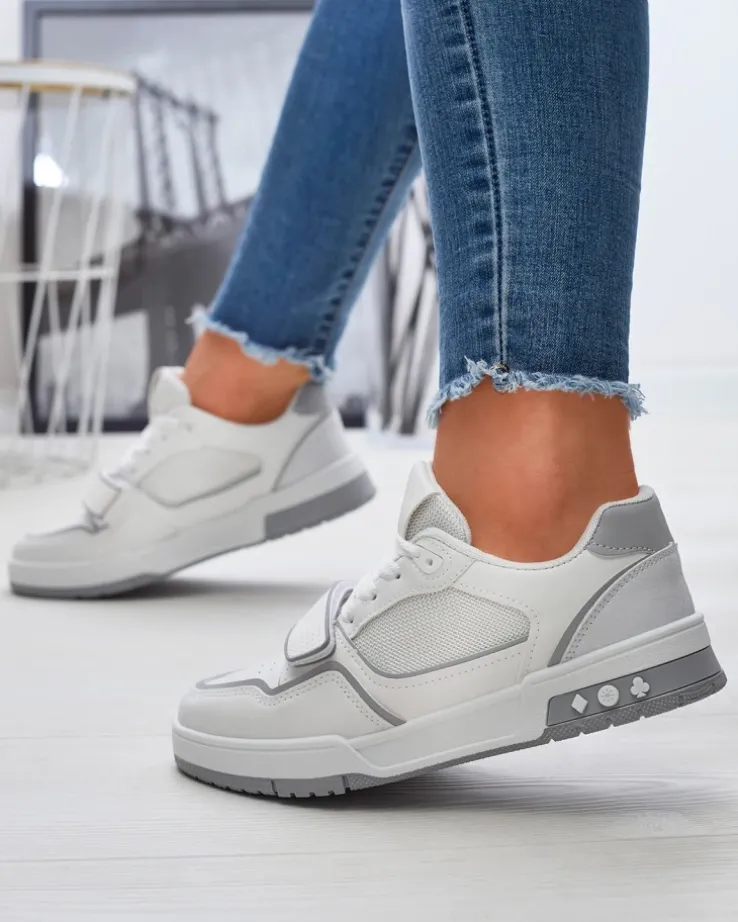 Royalfashion Sportowe sneakersy damskie w biało- szarym kolorze Xirrat