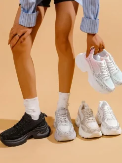 Royalfashion Sportowe sneakersy damskie z cyrkoniami Bloss