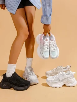 Royalfashion Sportowe sneakersy damskie z cyrkoniami Bloss