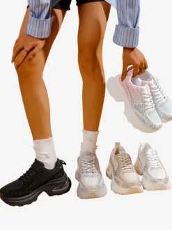 Royalfashion Sportowe sneakersy damskie z cyrkoniami Bloss