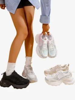 Royalfashion Sportowe sneakersy damskie z cyrkoniami Bloss