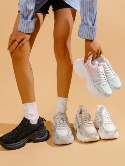 Royalfashion Sportowe sneakersy damskie z cyrkoniami Bloss