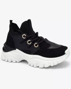 Royalfashion Sportowe sneakersy damskie w kolorze czarno Hasola