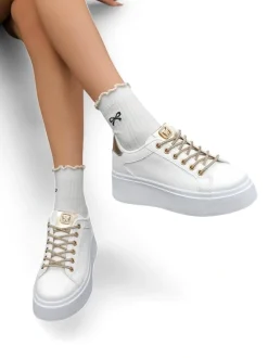 Royalfashion Sportowe sneakersy damskie z ozdobnymi sznurówkami Eone