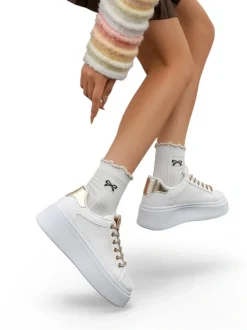Royalfashion Sportowe sneakersy damskie z ozdobnymi sznurówkami Eone