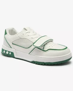 Royalfashion Sportowe sneakersy damskie w biało- zielonym kolorze Xirrat