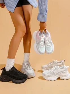 Royalfashion Sportowe sneakersy damskie z cyrkoniami Bloss