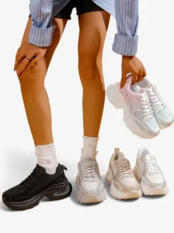 Royalfashion Sportowe sneakersy damskie z cyrkoniami Bloss