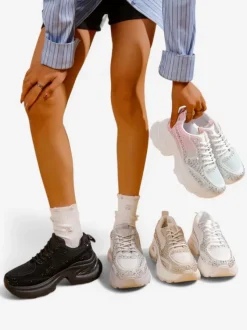 Royalfashion Sportowe sneakersy damskie z cyrkoniami Bloss