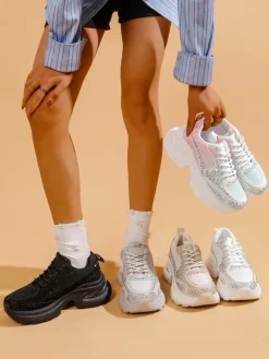 Royalfashion Sportowe sneakersy damskie z cyrkoniami Bloss