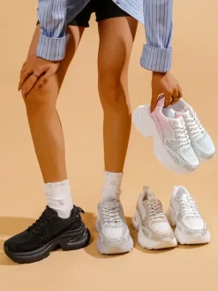 Royalfashion Sportowe sneakersy damskie z cyrkoniami Bloss