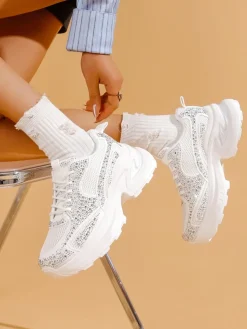 Royalfashion Sportowe sneakersy damskie z cyrkoniami Bloss