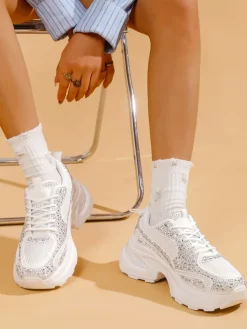 Royalfashion Sportowe sneakersy damskie z cyrkoniami Bloss