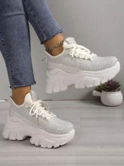 Royalfashion Sportowe sneakersy damskie z cyrkoniami Blysco