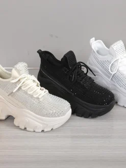 Royalfashion Sportowe sneakersy damskie z cyrkoniami Blysco