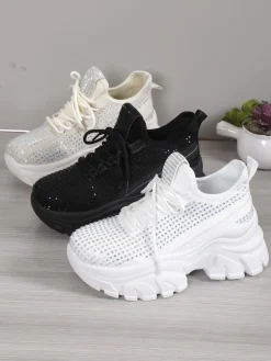 Royalfashion Sportowe sneakersy damskie z cyrkoniami Blysco