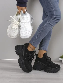 Royalfashion Sportowe sneakersy damskie z cyrkoniami Blysco