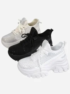 Royalfashion Sportowe sneakersy damskie z cyrkoniami Blysco