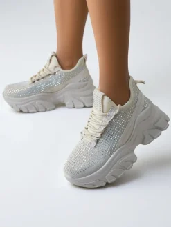 Royalfashion Sportowe sneakersy damskie z cyrkoniami Blysco