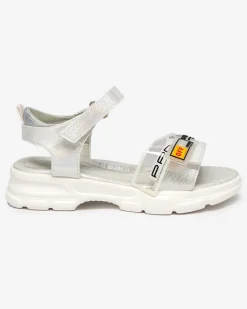 Royalfashion Srebrne błyszczące sandałki dziewczęce Lorij