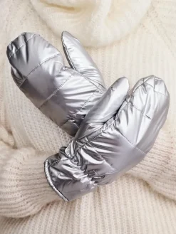 Royalfashion Srebrne rękawiczki damskie