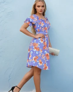 Royalfashion Sukienka damska midi a'la hiszpanka w kwiaty