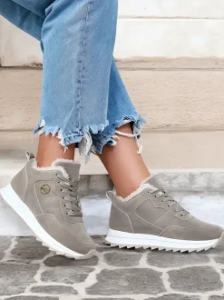 Royalfashion Szare buty sportowe damskie z ociepleniem Lahho