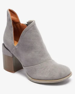 Royalfashion Szare damskie botki na słupku z wycięciami Cintura