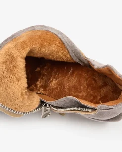 Royalfashion Szare damskie botki na słupku z wycięciami Encura