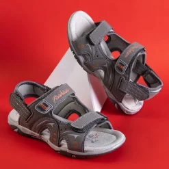 Royalfashion Szare dziecięce sandały na rzepy Roser