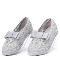 Royalfashion Szare dziewczęce tenisówki typu slip on Tabbi