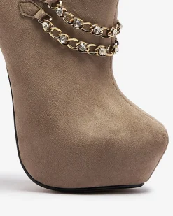 Royalfashion Szaro- beżowe damskie półbuty na wysokiej szpilce Ehcso