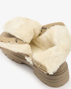 Royalfashion Szaro- brązowe damskie ocieplane botki typu trapery Radoras