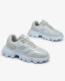 Royalfashion Szaro- niebieskie tkaninowe sportowe sneakersy męskie Lamkim