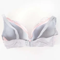 Royalfashion Szaro-różowy biustonosz z koronką