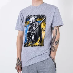 Royalfashion Szary bawełniany męski t-shirt z printem